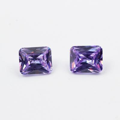 China Jewelry Making Factory Price Princess Cut Rectangle Violet Synthetic CZ Stone Loose Zircon Wholesale Fine Jewelry for sale