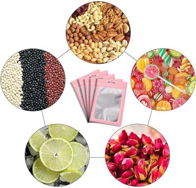 China Recyclable Candy Food Jewelery Foil Metallic Pink Pouch Bag Resealable Flat Ziplock Bag for sale