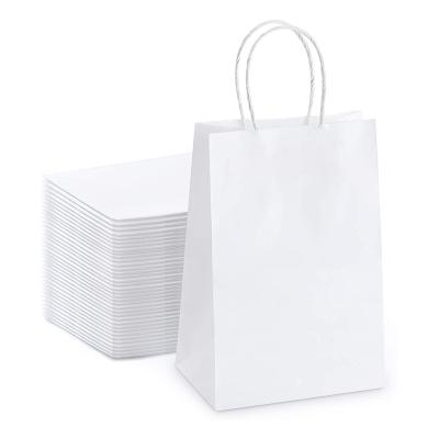 China Recyclable On Bulk Sales Design Your Own Logo White Kraft Paper Bag For Wedding Party Craft Retail Packaging for sale