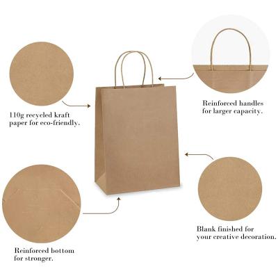 China Recyclable Restaurant Food Delivery Take Out Tote Bag Flat Recycled Twist Handles Brown Shopping Bags for sale