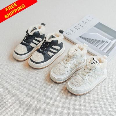 China School Lace Up Casual Fur Sneaker Thermal Free Shipping Walking Shoes For Kid Child Boys for sale