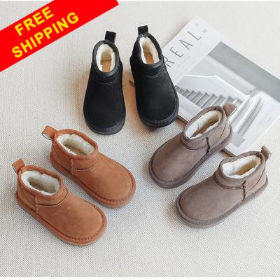 China FREE SHIPPING Thermal Logo Designer Outdoor Winter Quilted Toddler Kids Fur Rain Ankle Snow Boots Fluffy Shoes for sale