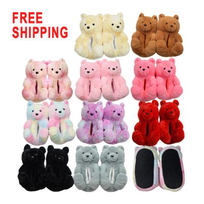 China FREE thermal shipping one size fits all adult women slippers teddy bear toddler rainbow teddy furry fluffy stuffed animal for sale