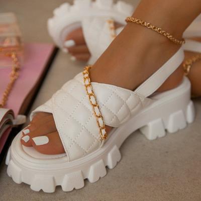 China Designer PU Outdoor Summer Beach Sandals Gold Chain Slipper CUSHIONING Slides Shoe Slippers Shoes For Women Men for sale