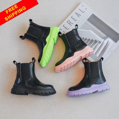 China FREE SHIPPING Round Leather Snow Boot Children Winter Boots Kids Shoes Chelsea Boots For Girls Boy for sale