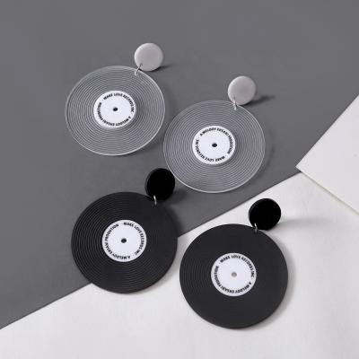 China Retro Vintage Vinyl Hip Hop Record Acrylic Phonograph Record Earrings For Audio Track Music DJ's Gift for sale