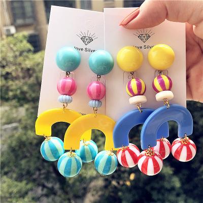 China Retro Vintage Unique Statement Plastic Plastic Resin Cartoon Character Couples Drop Earrings Handmade Acrylic Jewelry Gift For Women for sale