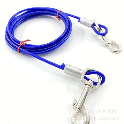 China Plastic Coated Pet Rope Dog Leash Steel Wire Rope With Hooks for sale