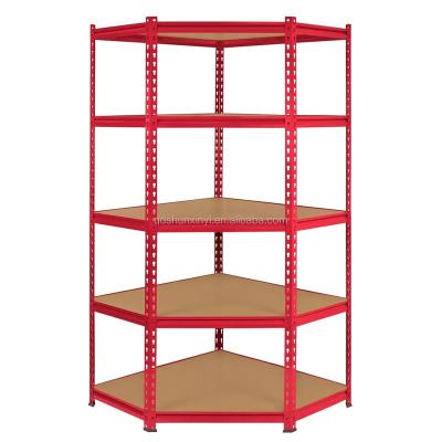 China Sustainable Corner Shelving Unit - 5 Tier Shelving Rack - Heavy Duty Garage Storage - 875kg Capacity Red for sale