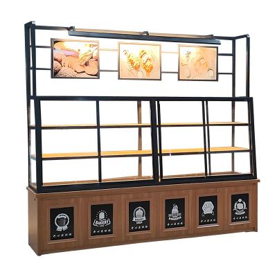 China High Quality Wooden Showroom Bakery Cake Bread Display Cabinet Retail Bread Rack Display Rack Bakery Shop Used For Shop 1020*930*1370mm for sale