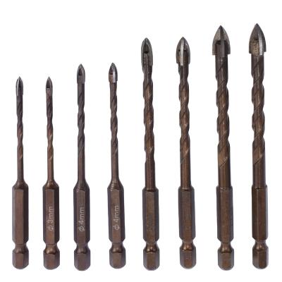 China High Quality 3-12mm Hexagonal Edge Masonry Drilling Four Handle Cross Cemented Triangular Carbide Ceramic Cement Drill for sale