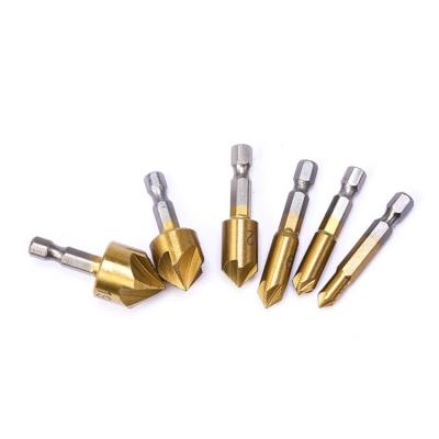 China Hot Sale 6pcs 6-19mm High Quality Chamfer Cutter Woodworking Drilling Machine for sale