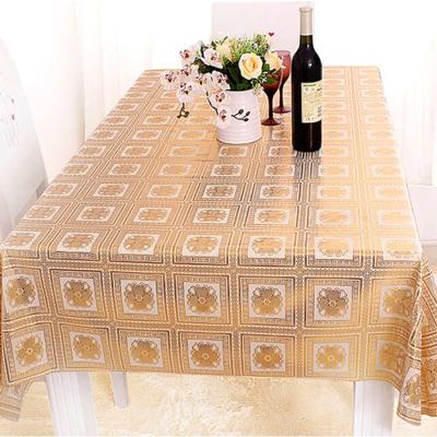 China Factory Supply Gold Waterproof Popular Hot Lace Roll Luxury Custom Design PVC Table Cloth for sale