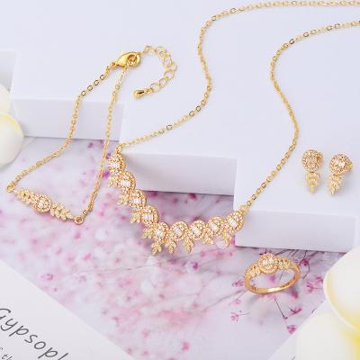 China JH TRENDY African 18K Gold Plated Jewelry Set Luxury Necklace Ring Earring Bracelet Jewelry Women Jewelry Set for sale