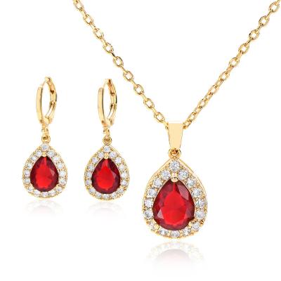 China FASHIONABLE JH Jewelry Hot Selling Cubic Zircon Stylish Fashion Jewelry Gold Filled Necklaces Set Gold Plated Jewelry Set for sale