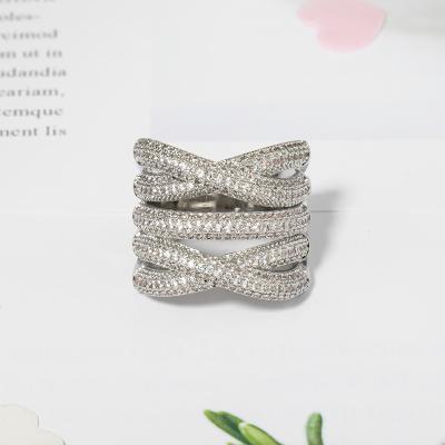 China JH Fashion Design Fashion Jewelry 22K Ring 5A+ Cubin Silver Plated European Silver Plated White Zirconia Ring for sale