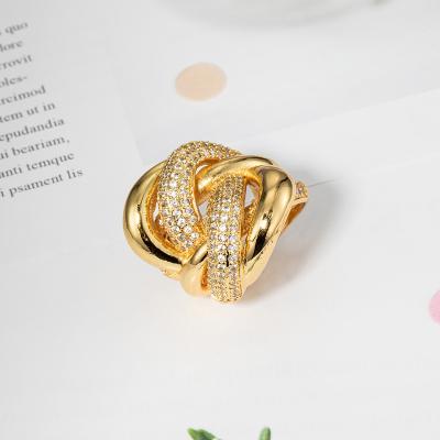 China JH Ring Fashion Design Women Jewelry Handmade Jewelry Ring Pure Brass 22K Gold Plated Ring for sale