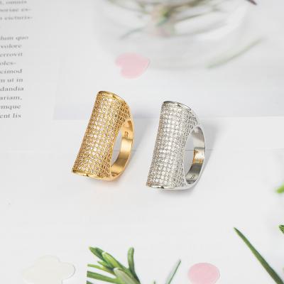 China FASHIONABLE JH Ladies Tasty 18K Gold Plated Fashion Ring 5A+ Rings Customized Zircon Copper Brass Whiter Ring for sale