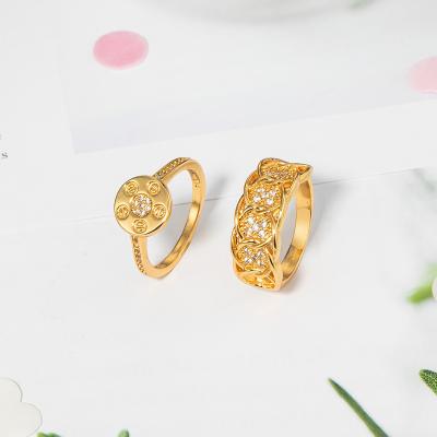 China JH FASHIONABLE Factory Wholesale Price Jewelry Ring Elegant Couple Copper Brass Ring 22K Silver Plated Jewelry for sale