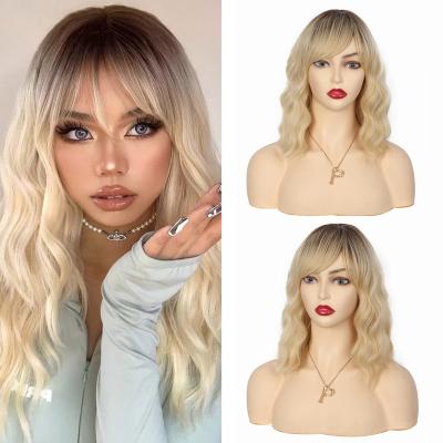 China Wholesale Cheap Blonde Wig Front Lace Wig Super Wave Long Curly Lady Wig for sale