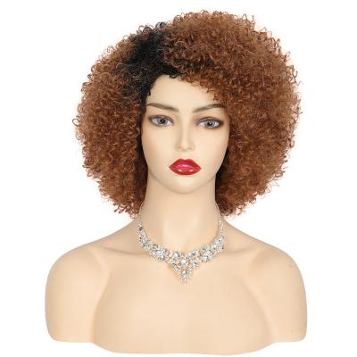 China Machine Made Cheap Wholesale Curly Hair Brown Piano Color Blonde Piano Color Wigs for sale