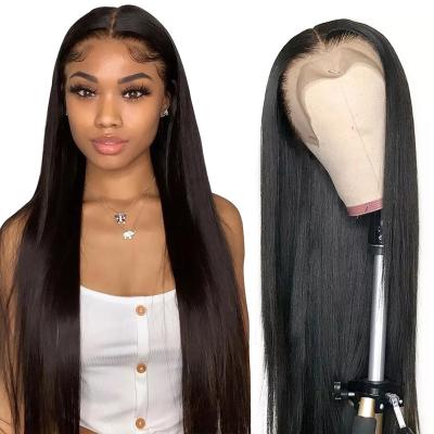 China Brazilian Wave 4x4 13x4 13x4x1 Human Hair Lace Front Wigs Silky Straight 360 HD Wigs 150% 180% 200% Human Hair Lace Wigs For Black Woman for sale