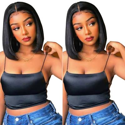 China Straight Wigs 10 12 14 Hair 6Short Lace Closure Wigs With Bangs,Brazilian Bob Lace Wig With Fringe Bangs Straight Hair - buy lace for sale