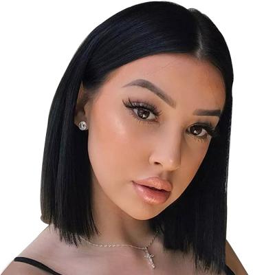 China Wholesale Hot Sale Silky Straight Wave Bob Wig Brazilian Remy Hair Straight Hair Wigs In 2021 For Women Ombre Color Human Made Wig With Bang for sale