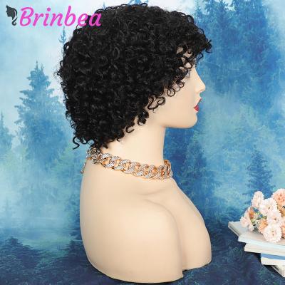 China Brinbea Super Short Brazilian Hair Curly Wave Wigs For Women Ombre Color Non Lace Machine Wig Made In China for sale