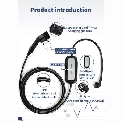 China YYC Manufacture CE ECO Type2 AC Indicator Gun 16A 3.5KW EVSE Charging Portable EV Home Fast Charger European Standard OB104 for sale