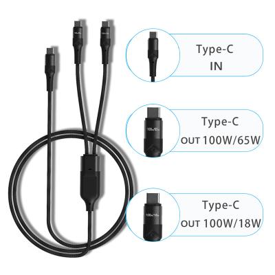 China 100W Fast Charging 2022 New Dual USB C Data Cable Fast Charging Type C Cable PD QC Protocol Data 2in1 100W Cable for sale