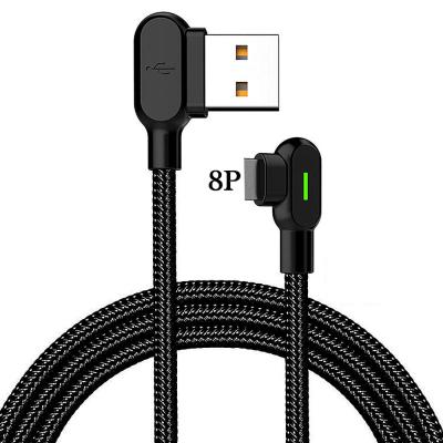 China Nylon Braided 90 Degree 2A 1M Round USB Fast Charging Data Charger Cable For Iphone Cable for sale