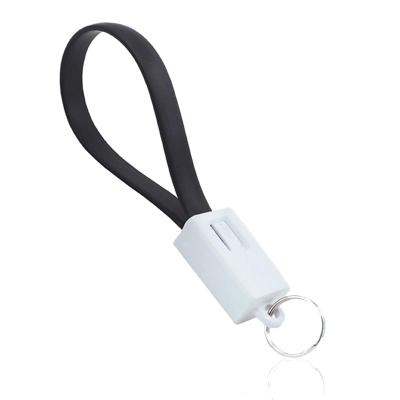 China Key Chain USB Cable Soft Portable Micro USB C Charging Cell Phone Colorful Flat Cable USB Band Cable for sale