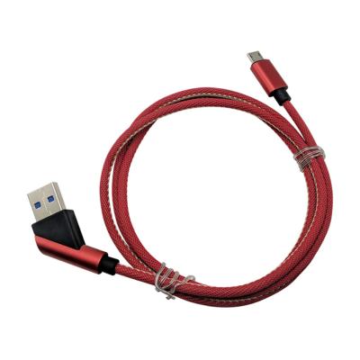 China 45 Degree Elbow USB 1m Length Denim Braided USB Cable Fast Charging Mobile Cell Phone 45 Degree Angle Elbow USB Cable for sale