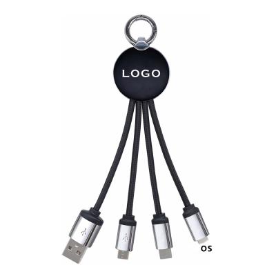 China 3 In 1 Hot Selling Double Side LED Illuminated Charging Cable 3 In 1 Logo Custom Cable for sale