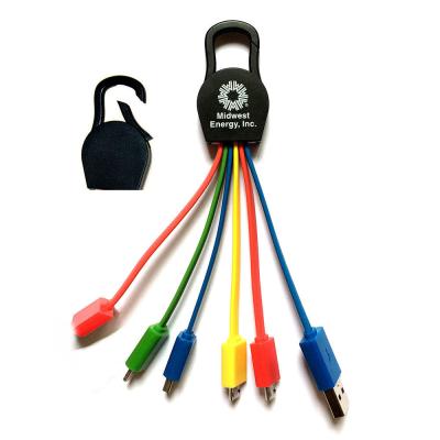 China All In One Customized All In One Charging Colorful Android USB Cable With Multi Ports Carabiner Type C Mini USB Micro Cable for sale