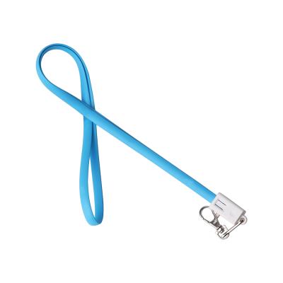 China Band 2 in 1 Band Lanyard USB Data Cable Low Price Micro USB Silk Printing Cable with Hook for sale