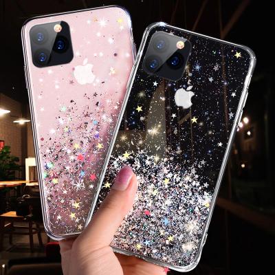 China Luxury Glitter Star Glitter TPU Case For Iphone 11 pro Girls Phone Case Glitter Bling Glitter Cover for sale