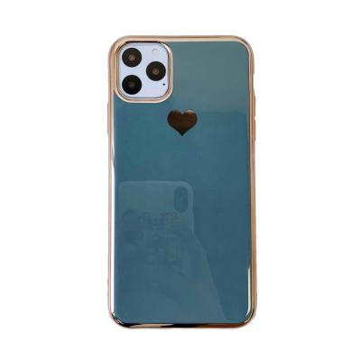 China Wholesale Price Heart Shape Loving Heart Phone Case Electroplate TPU Phone Case For Iphone XS/11 Heart Case for sale