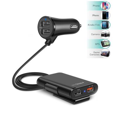 China QC 3.0 Charger Hot Product QC3.0 8A 4 Left Car Battery Charger For Car Back Seat QC3.0 Fast Car Charger for sale