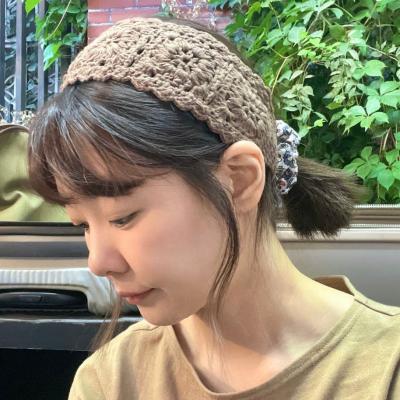 China Practical Adjustable Elastic Crochet Hairband Fashion Handmade Hollow Knitted Headband Wear Head Accessories For Women Lady Girls for sale