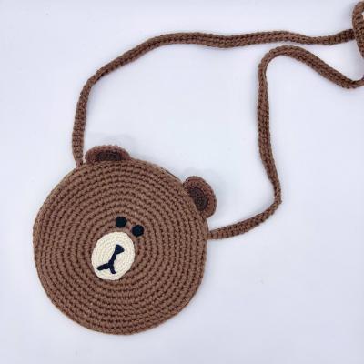 China Popular Weaving Animal Messenger Handcrafted Convenient Round Shape Cartoon Image Shoulder Bag for sale