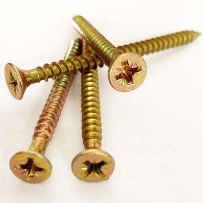 China Flat yellow and white galvanized chipboard screw for sale