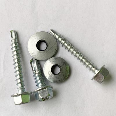 China HEX Flange Head Self Drilling Screws Roofing Screws With Round Rubber Sealing EPDM Gasket for sale