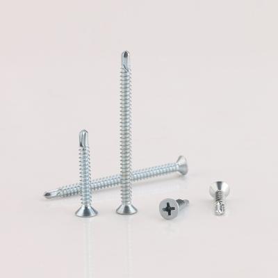 China HEX Steel M4.2 M4.8 White Blue Galvanized M5.5 Countersunk Head CSK Phillips Head Self Drilling Screw for sale