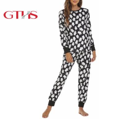 China Halloween Pattern QUICK DRY Color Plus Size Light Polyester Women Lounge Wear Sets for sale