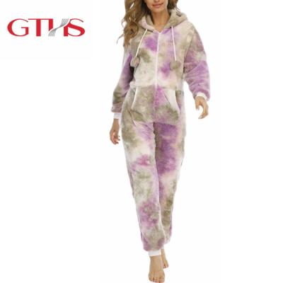 China High Quality QUICK DRY Floral Print Thick Warm Home Shear Hooded Geometric Polyester Onesies Sleepwear for sale