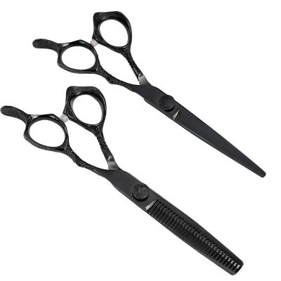 China Professional Thinning Scissors 6Inch Black 440C Steel Hair Scissors Hair Thinning Scissors for sale