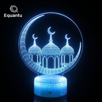 China Modern Equantu Gift Acrylic Table Lamp 3D LED Lamp Decoration Night Light For Muslim Quran Player for sale