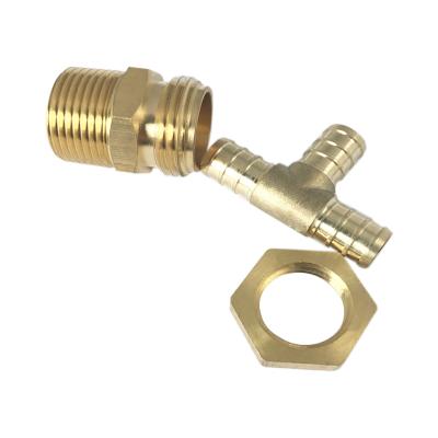 China Brass Water Pipe High Pressure Pex Fittings T Type Lead Free Hose Connector Coupler For Gas And Water Supply for sale